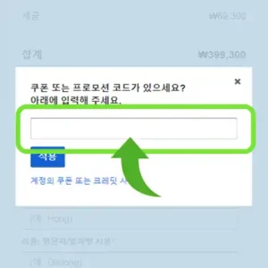 4. 프로모션 코드 입력란에 복사한 쿠폰코드 입력